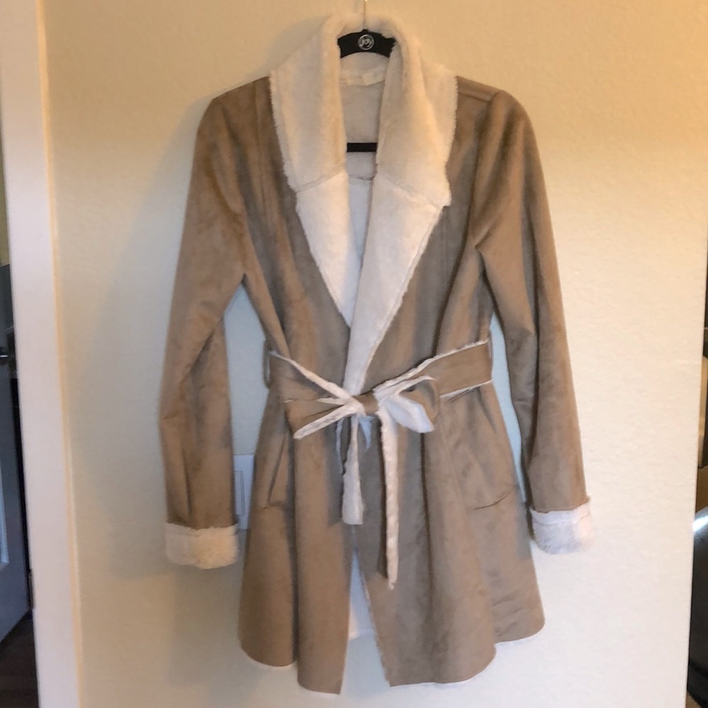 Faux Suede/Fur Trench Coat